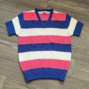 🔥VALENTINA Fiore🔥  | Vintage striped blue, white and pink metallic sweater